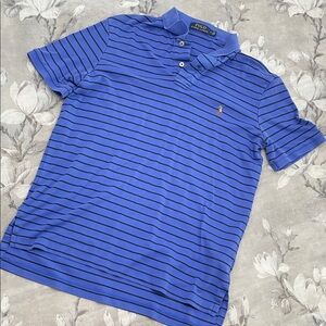 Polo by Ralph Lauren Men's Royal Blue Striped Polo with multicolor pony size M
